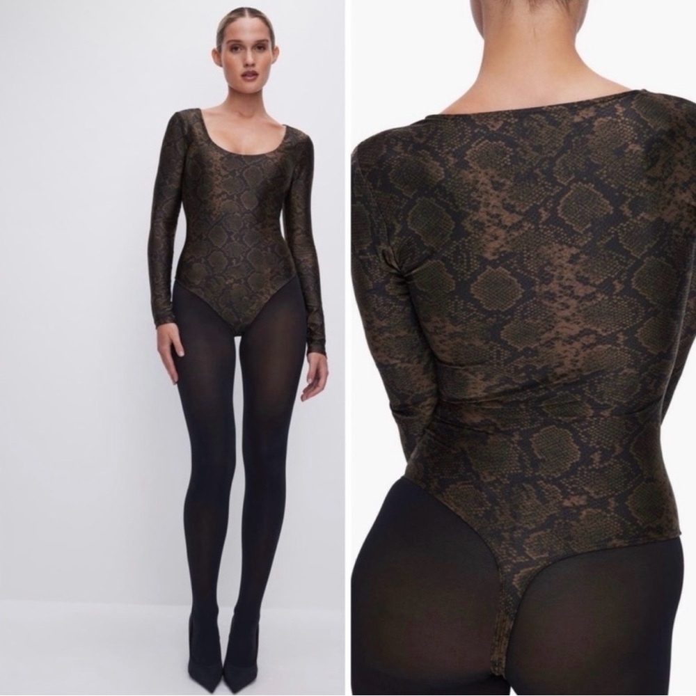 Good American Snakeskin Print Bodysuit - Bronze XS (Never Worn)